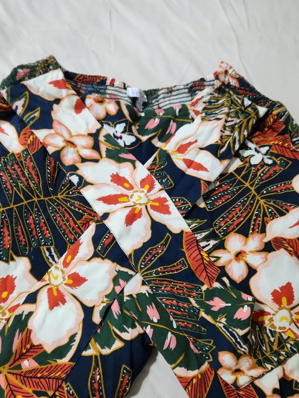 Patrons of Peace Wide Leg Floral Pants — Navy, White, Green, Pink - Picture 5 of 10